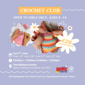 Crochet Club: 11AM-12PM | Block Booking | Starts 7th June